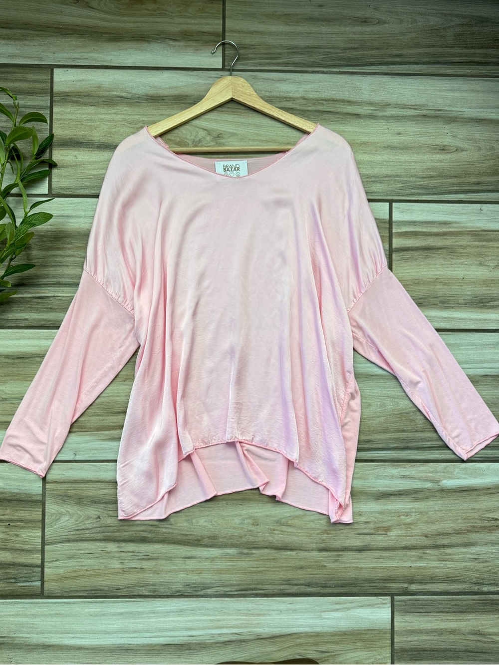 Brand Bazar Blush Pink Silk Blend Tunic Large Oversized Italian Boho